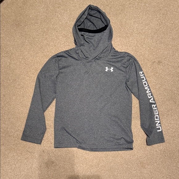Under Armour Other - Under Armour Boys Cold Gear Charcoal Hoodie with White Logo